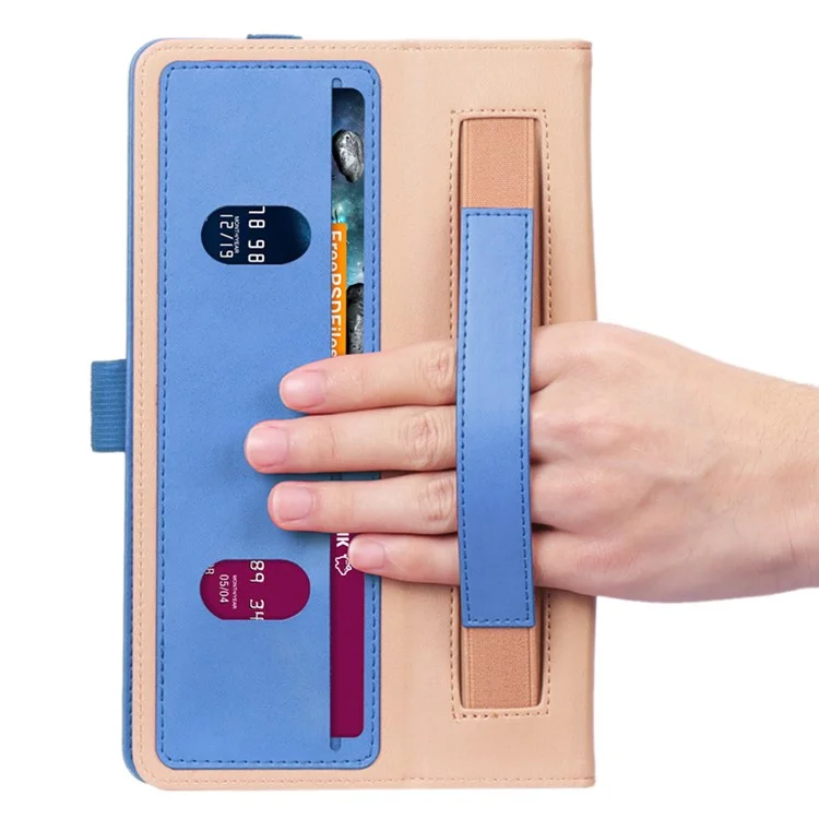 WY-2099 for Huawei MatePad T8 Leather Tablet Case with Elastic Band and Hand Strap - Blue