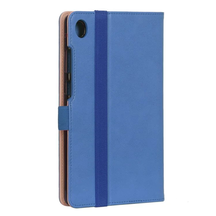 WY-2099 for Huawei MatePad T8 Leather Tablet Case with Elastic Band and Hand Strap - Blue