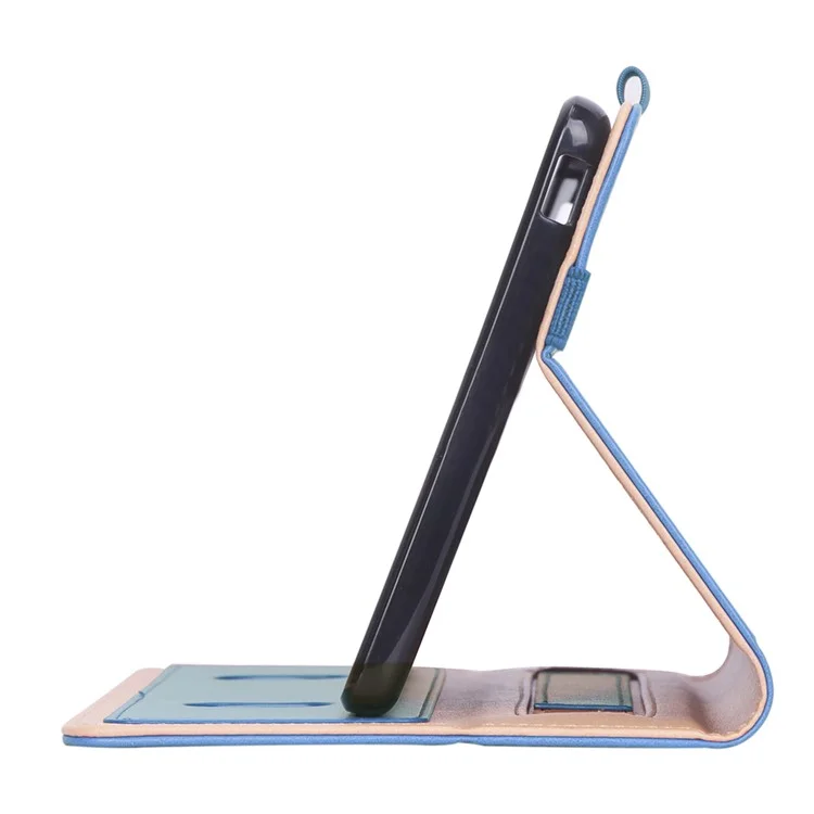 WY-2099 for Huawei MatePad T8 Leather Tablet Case with Elastic Band and Hand Strap - Blue