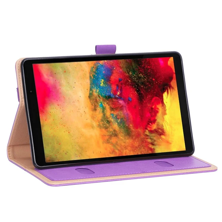 WY-2099 for Huawei MatePad T8 Leather Tablet Case with Elastic Band and Hand Strap - Purple