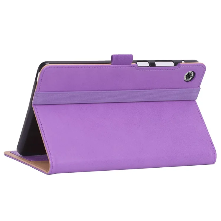 WY-2099 for Huawei MatePad T8 Leather Tablet Case with Elastic Band and Hand Strap - Purple