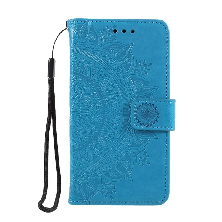 Coperchio in Pelle PU Mandala Esprinted Per Huawei Y5p/onore 9s - Blu