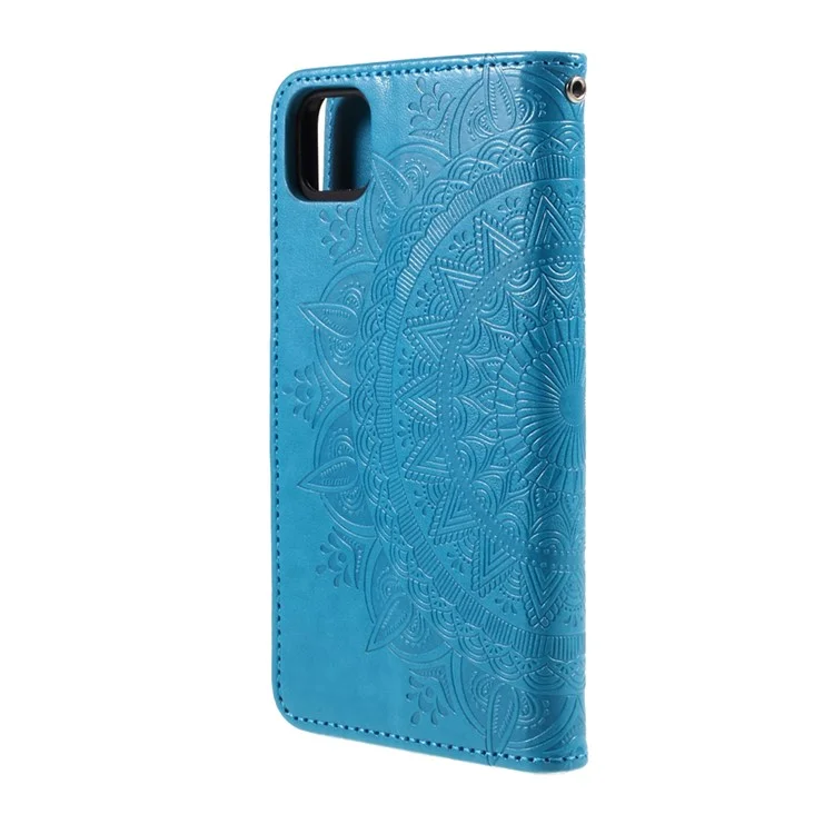 Coperchio in Pelle PU Mandala Esprinted Per Huawei Y5p/onore 9s - Blu