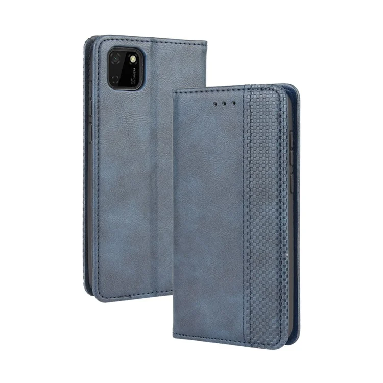 Vintage Style Wallet Leder Stand Hülle Für Huawei Y5p/honor 9s - Blau