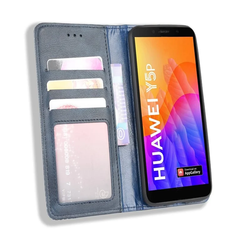 Case de Cuero de Billetera de Estilo Vintage Para Huawei Y5p/honor 9s - Azul