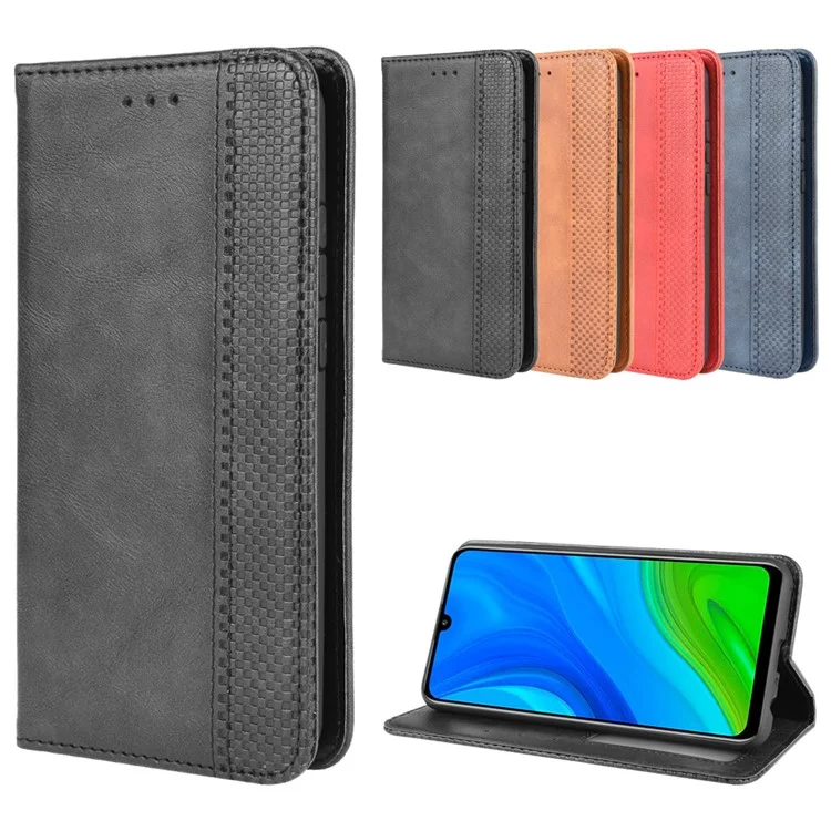 Auto-absorbiertes Retro-pu-lederfall Für Huawei P Smart 2020/Nova Lite 3+ - Schwarz