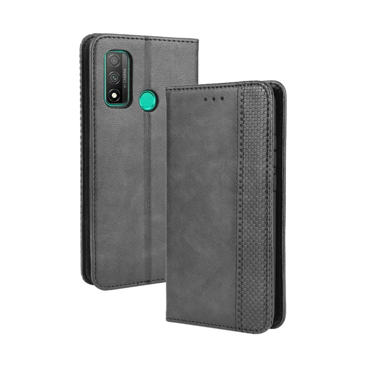 Auto-absorbiertes Retro-pu-lederfall Für Huawei P Smart 2020/Nova Lite 3+ - Schwarz