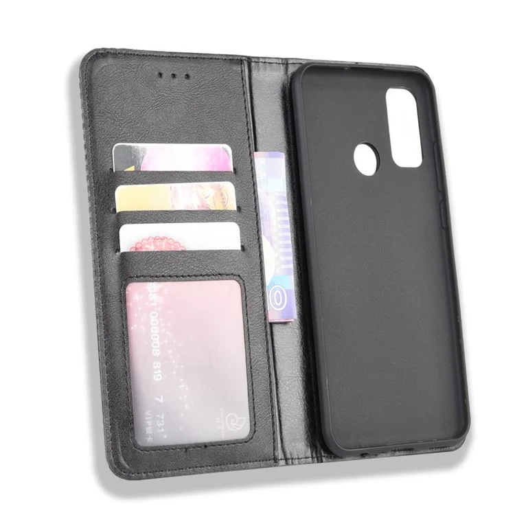 Auto-absorbed Retro PU Leather Case  for Huawei P smart 2020/Nova Lite 3+ - Black