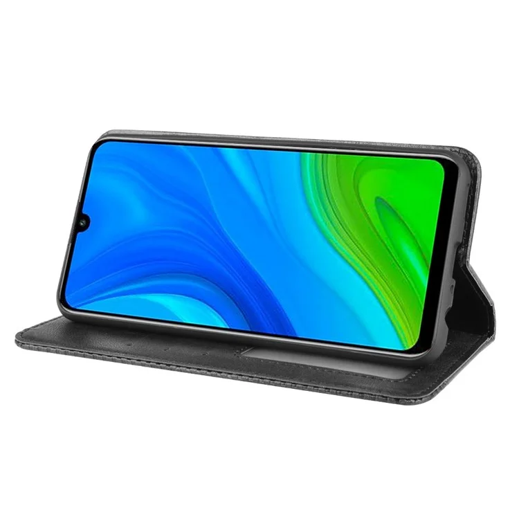 Auto-absorbiertes Retro-pu-lederfall Für Huawei P Smart 2020/Nova Lite 3+ - Schwarz