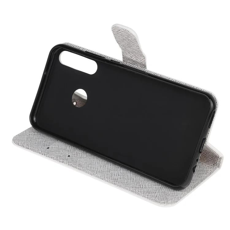 Modèle Impression de Texture Croisée Portefeuille en Cuir Case de Téléphone Avec Sangle Pour Huawei Y6p - Animal et Arbre