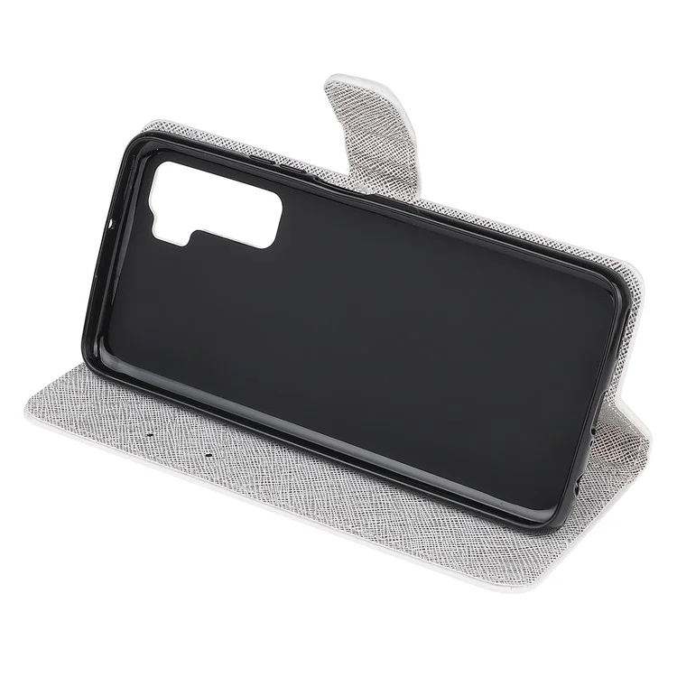 Muster Druckkreuzstextur Leder Brieftasche Telefonhülle Mit Riemen Für Huawei Nova 7 SE/P40 Lite 5g - Libelle