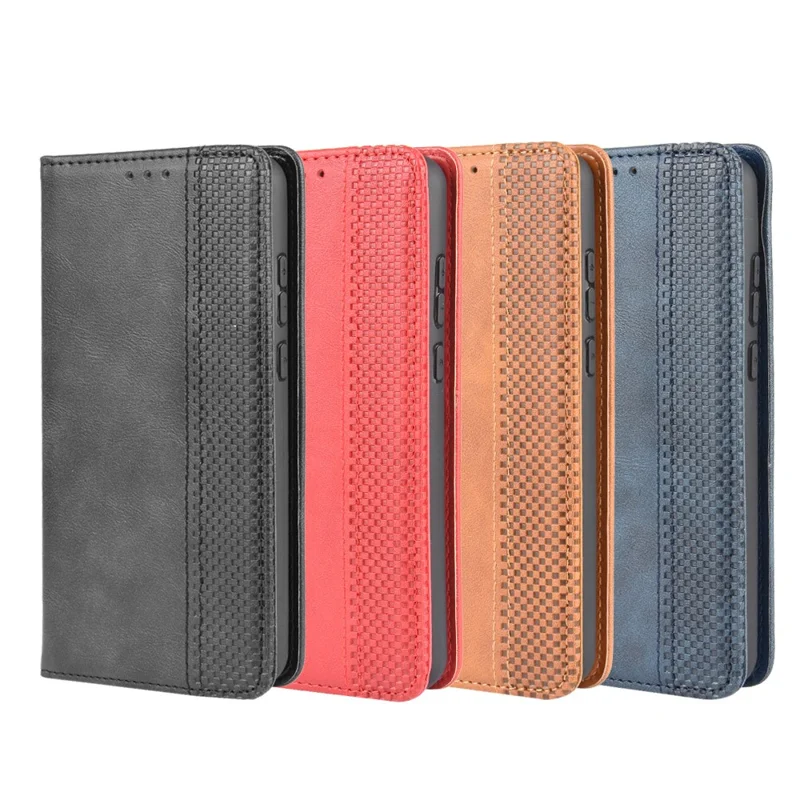 Auto-aangetrokken vintage PU-lederen portemonnee hoes voor Huawei Y6p - Zwart
