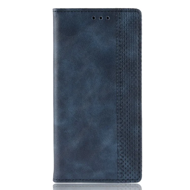 Coperchio di Portafoglio in Pelle PU Vintage Automatico Automatico Per Huawei Y6p - Blu