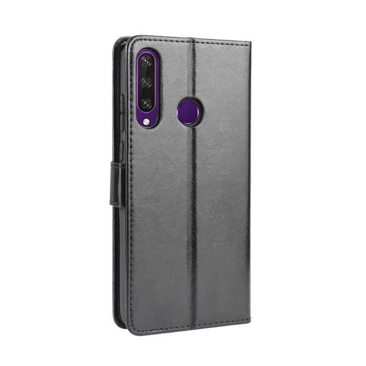 Crazy Horse pu Leather Case de Protecteur Pour Huawei Y6p - le Noir