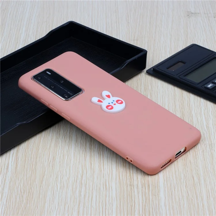 Decoración Del Logotipo de Animales TPU Cubierta Única Para Huawei P40 Pro - Cabeza de Conejo