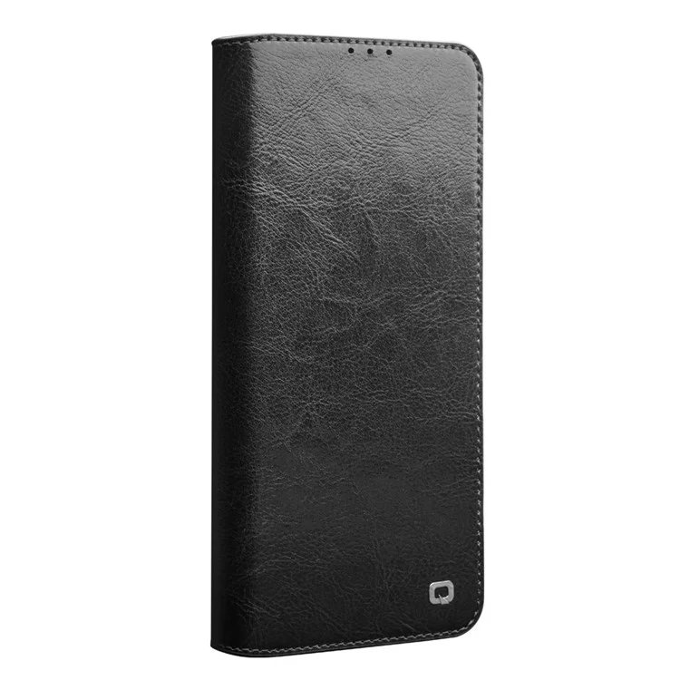 QIALINO Classic Cowhide Leather Case Wallet Phone Cover for Huawei nova 7 SE/P40 Lite 5G - Black