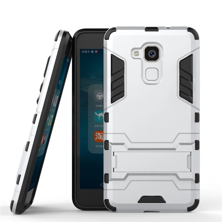 Solid PC + TPU Hybrid Case with Kickstand for Huawei Honor 5c / GT3 - Silver