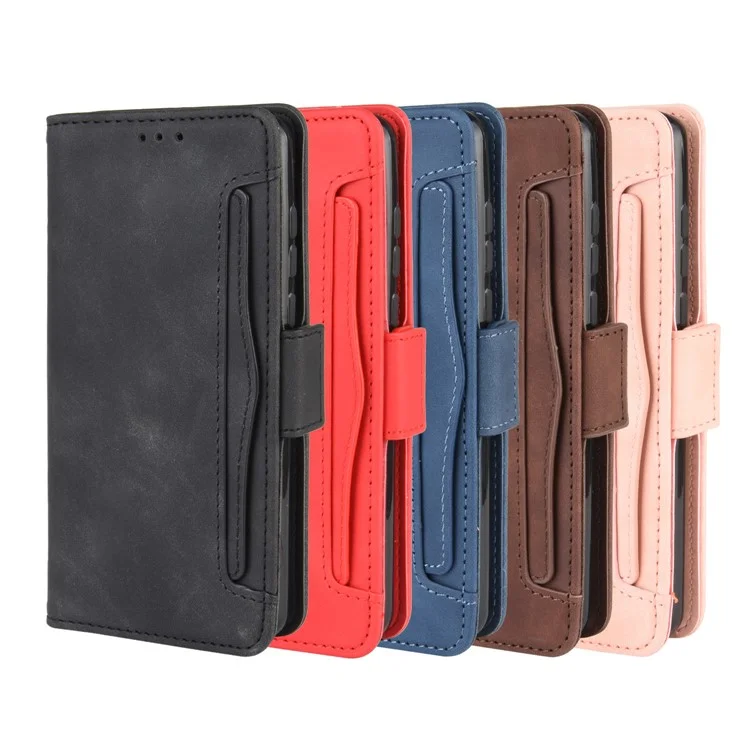 Cuero PU Con Múltiples Ranuras Para Tarjetas Para Huawei P40 Pro+ - Negro