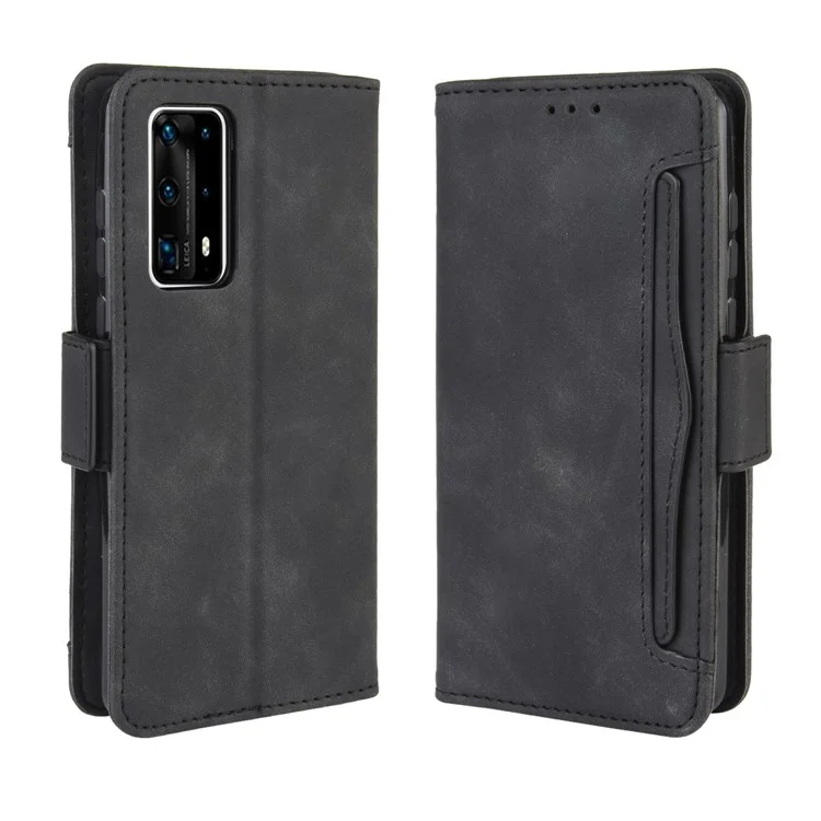 Cuir PU Avec Plusieurs Emplacements de Cartes Pour Huawei P40 Pro + - le Noir