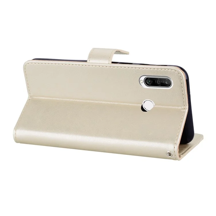 Custodia in pelle per telefono con decorazione in strass a forma di gufo per Huawei Y6p - Oro