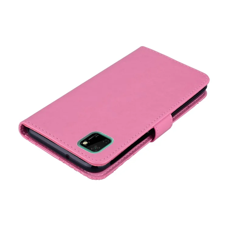 Custodia in pelle per telefono con decorazione a strass a forma di gufo per Huawei Y5p - Rosa