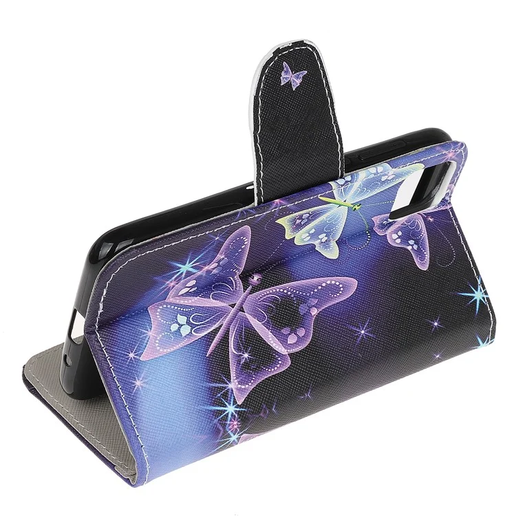 Copertina di Protezione Del Portafoglio in Pelle Per Stampa a Croce Con Cinturino Per Huawei Y5p - Farfalle Magiche