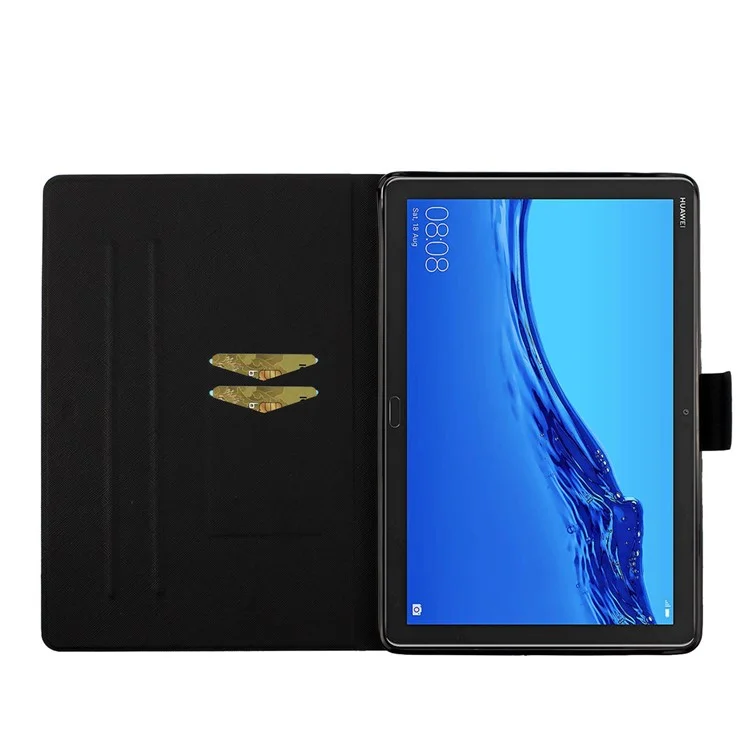 Blumenmuster-Druckstift Stilvolle Abdeckung für Huawei MediaPad M5 lite 10 - Orange
