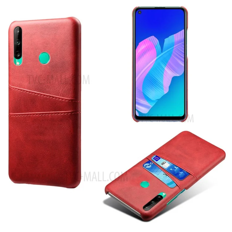 KSQ PU Leather Coated PC Case with Double Card Slots for Huawei P40 Lite E/Honor 9C/Y7p - Red