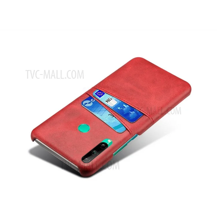 KSQ PU Leather Coated PC Case with Double Card Slots for Huawei P40 Lite E/Honor 9C/Y7p - Red