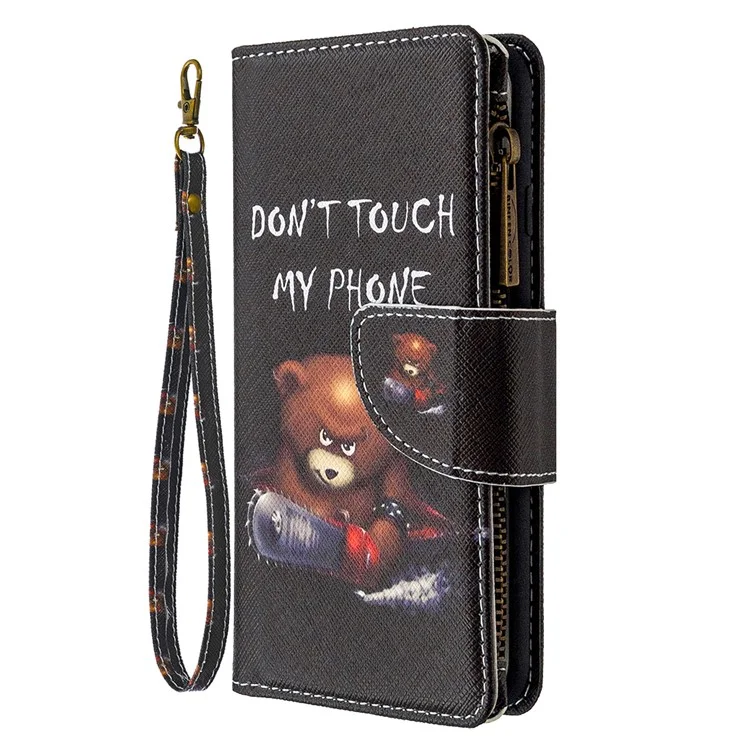 BF03 Pattern Printing Zipper Wallet Stand Leather Shell for Huawei P40 - Don't Touch My Phone