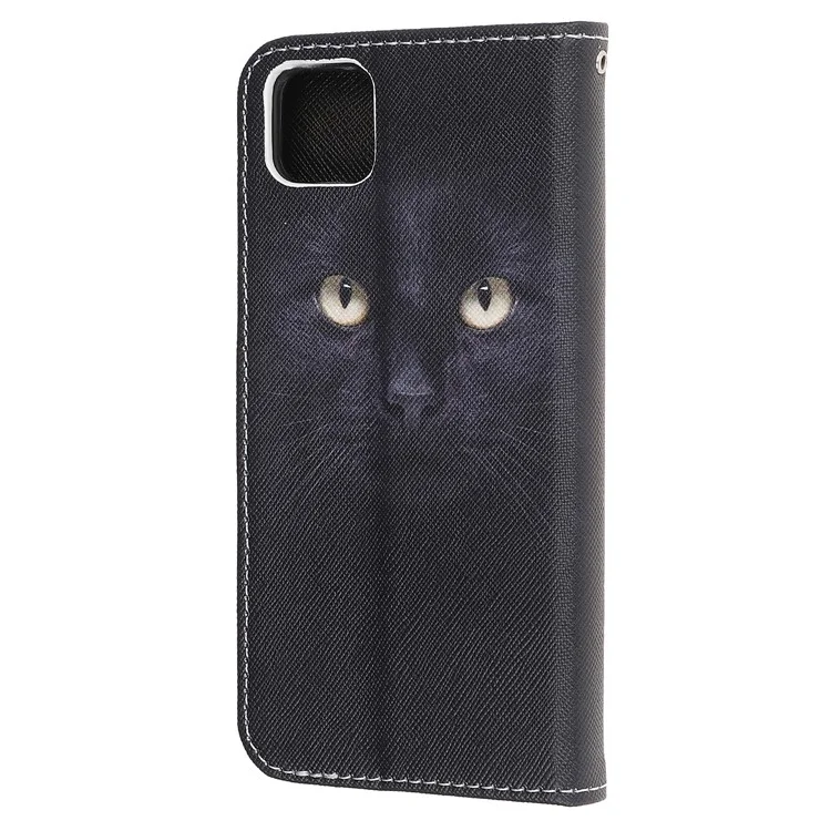 Guscio Per il Portafoglio in Pelle di Stampa a Trama Incrociata Con Cinturino Per Huawei Y5p - Occhi di Gatto