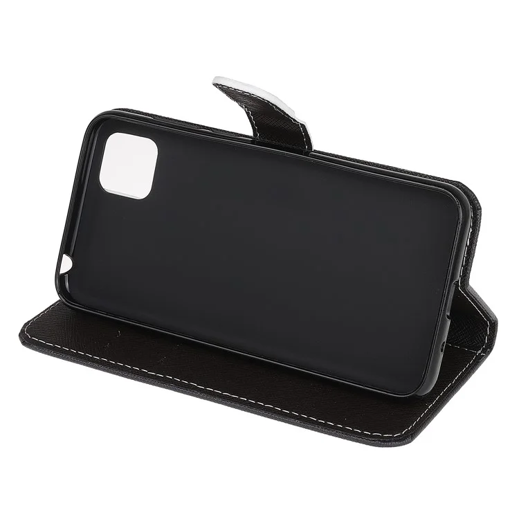 Guscio Per il Portafoglio in Pelle di Stampa a Trama Incrociata Con Cinturino Per Huawei Y5p - Occhi di Gatto
