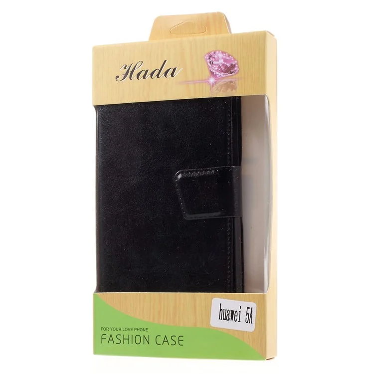 Crazy Horse Stand Leather Card Holder Case for Huawei Y6 II / Honor 5A - Black