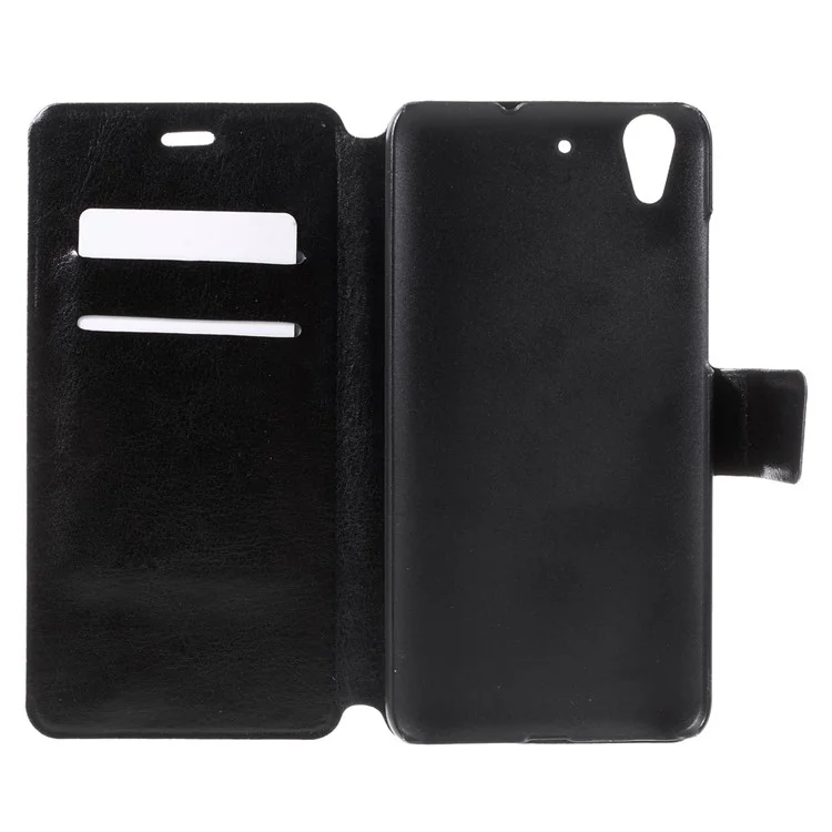 Crazy Horse Stand Leather Card Holder Case for Huawei Y6 II / Honor 5A - Black