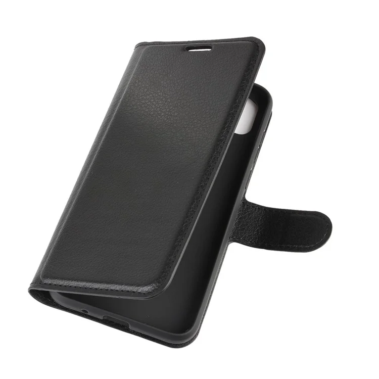 Funda Telefónica De Cuero Del Soporte Del Soporte Del Grano De Litchi Para Huawei Y5P / Honor 9S - Negro