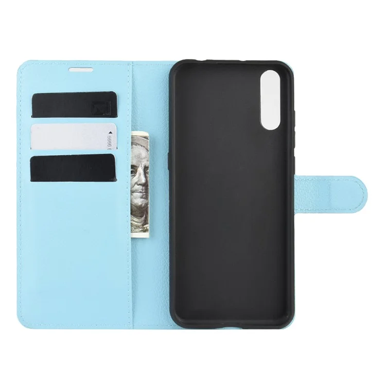 Litchi Surface Shell Leather Case for Wiko View 4 / View 4 Lite - Blue