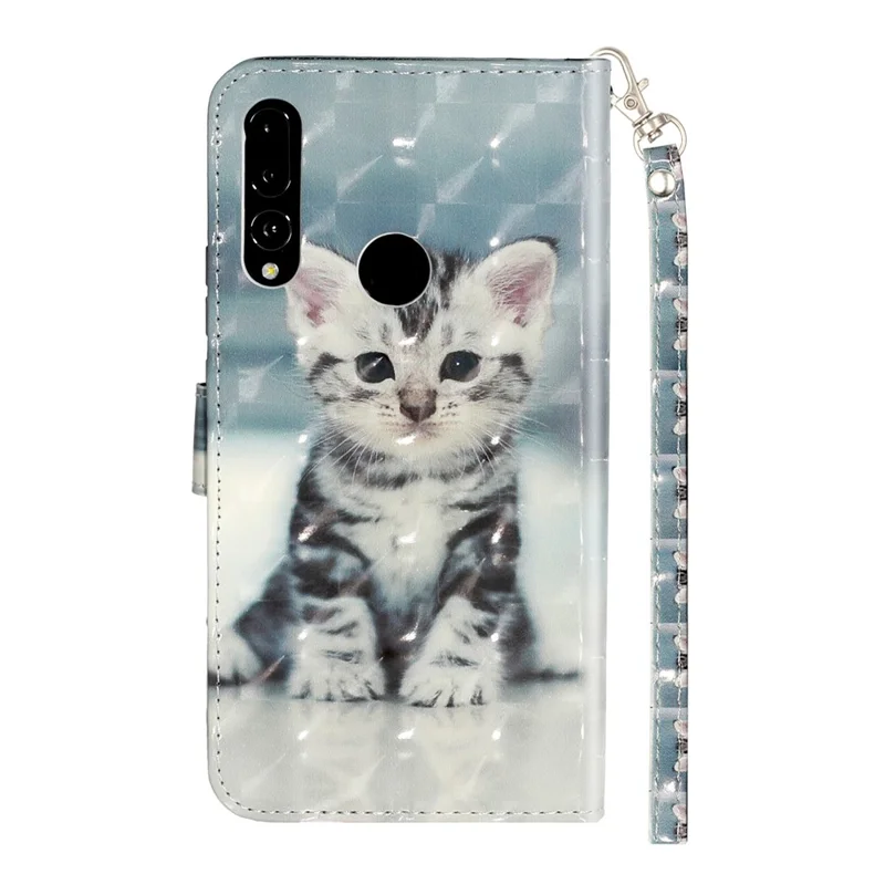Light Spot Decor Wallet Stand Leather Pattern Printing Cover for Huawei P Smart Z/Y9 Prime 2019 - Cat