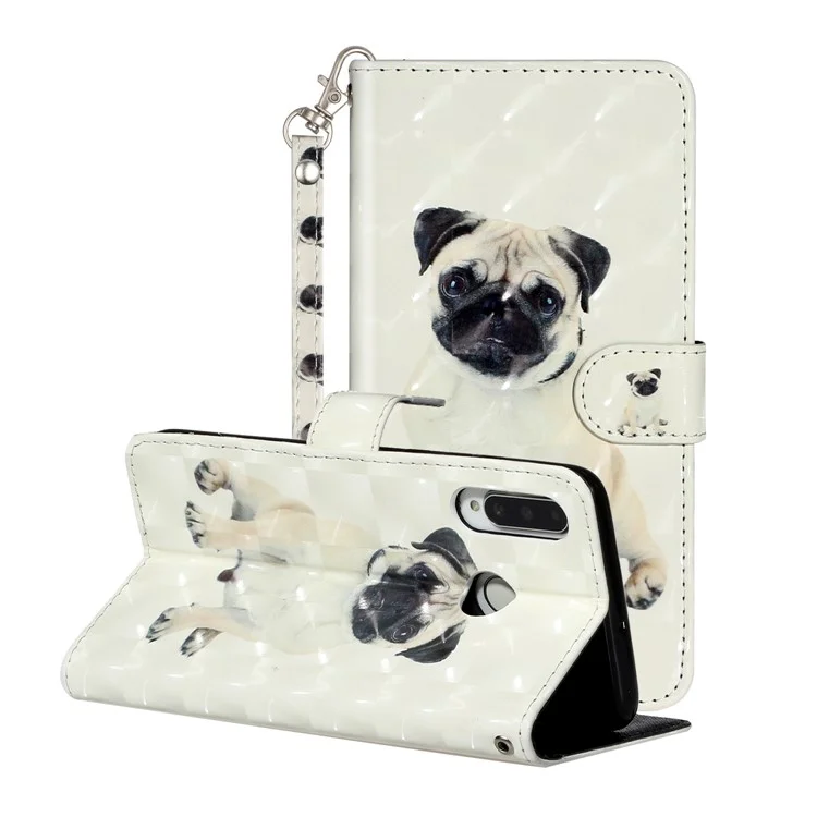 Light Spot Decor Stand Patrón de Impresión de Tapa de Cuero Para Huawei P30 Lite - Perro