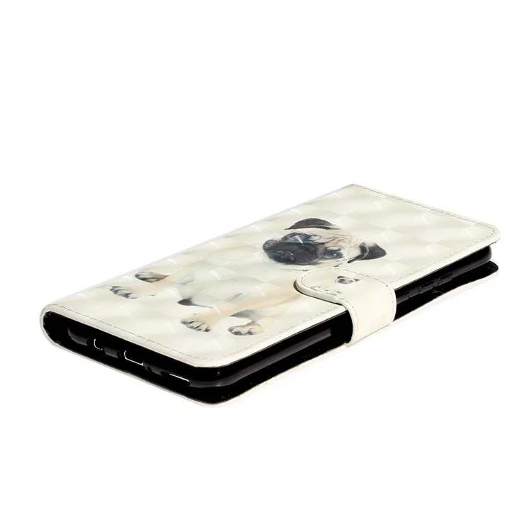 Light Spot Decor Stand Patrón de Impresión de Tapa de Cuero Para Huawei P30 Lite - Perro