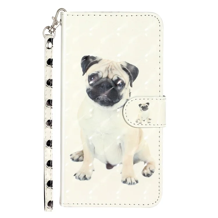 Light Spot Decor Patterned Leather Wallet Phone Case with Strap for Huawei P30 - Dog