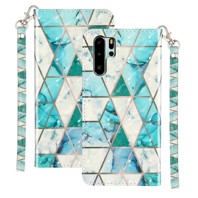 Caixa de Carteira de Couro Com Decoração de Ponto Leve Para Huawei P30 Pro - Azulejo de Cerâmica