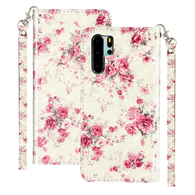 Light Spot Decor Embossed Pattern Leather Wallet Case for Huawei P30 Pro - Flower