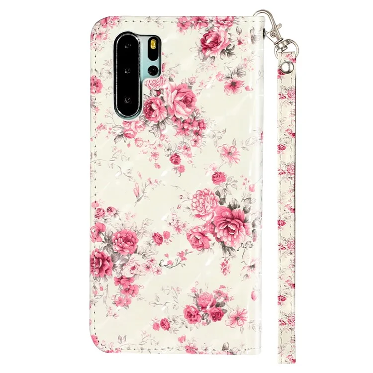 Light Spot Decor Embossed Pattern Leather Wallet Case for Huawei P30 Pro - Flower