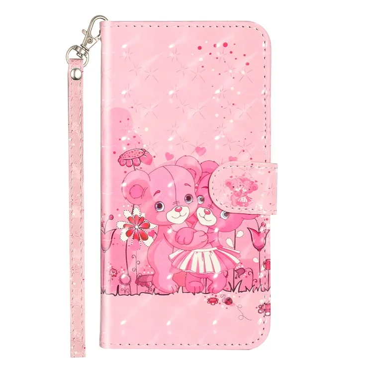 Portefeuille de Décor Léger Support en Cuir Motif de Téléphone Étui au Téléphone Pour Huawei P20 - Ours