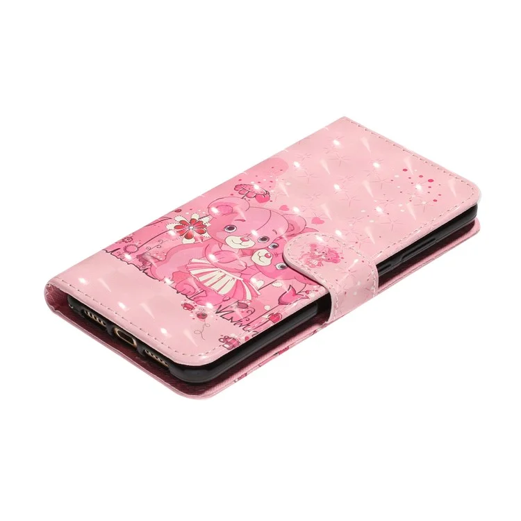 Portefeuille de Décor Léger Support en Cuir Motif de Téléphone Étui au Téléphone Pour Huawei P20 - Ours