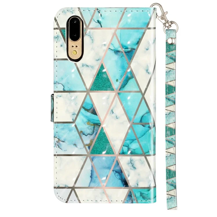 Light Spot Decor Wallet Stand Leather Pattern Printing Phone Case for Huawei P20 - Stone Grain