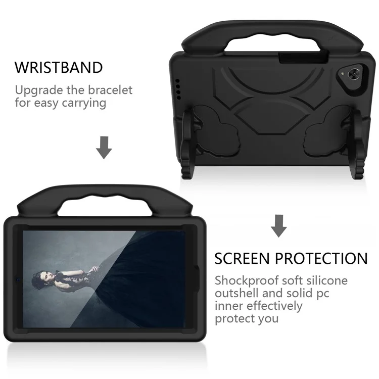 Shockproof Thumb with Kickstand EVA Tablet Cover for Huawei MatePad T8 - Black