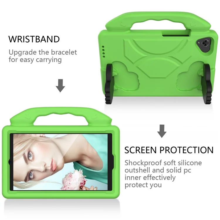 Cubierta de Tablet Resistente a los Golpes con Soporte para el Pulgar EVA para Huawei MatePad T8 - Verde