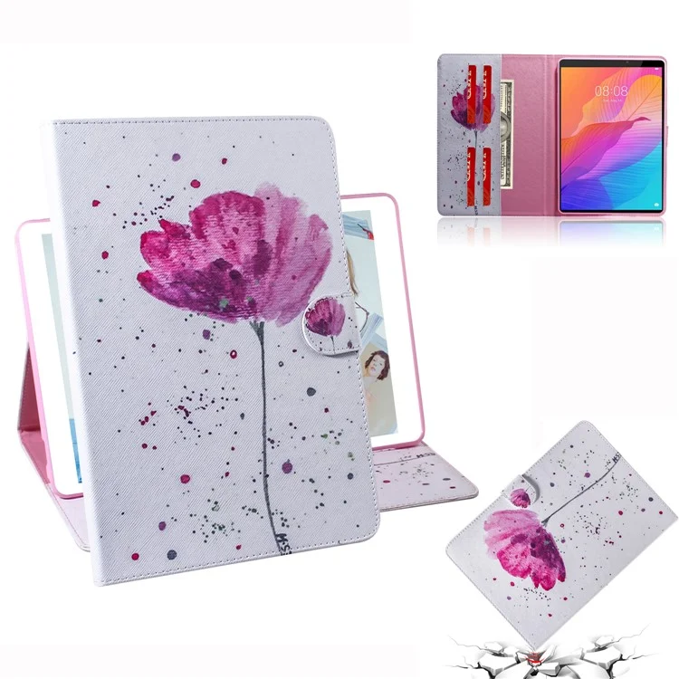 Musterdruck Brieftasche Ledertafelschale Für Huawei Matepad T8 - Blume