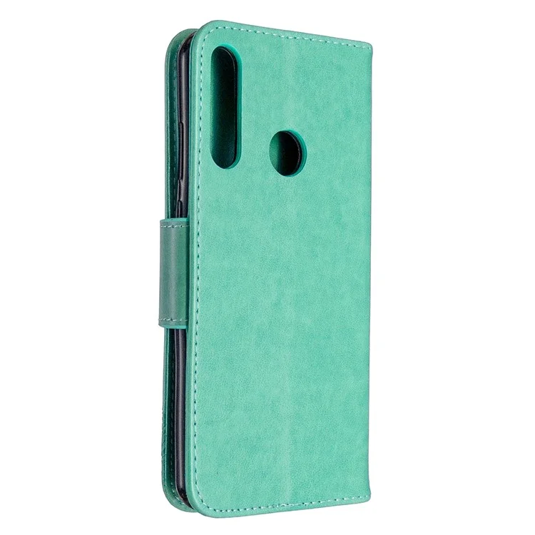 Couro de Couro de Borboleta Imprimido Concordo Elegante Para Huawei Y6p - Verde